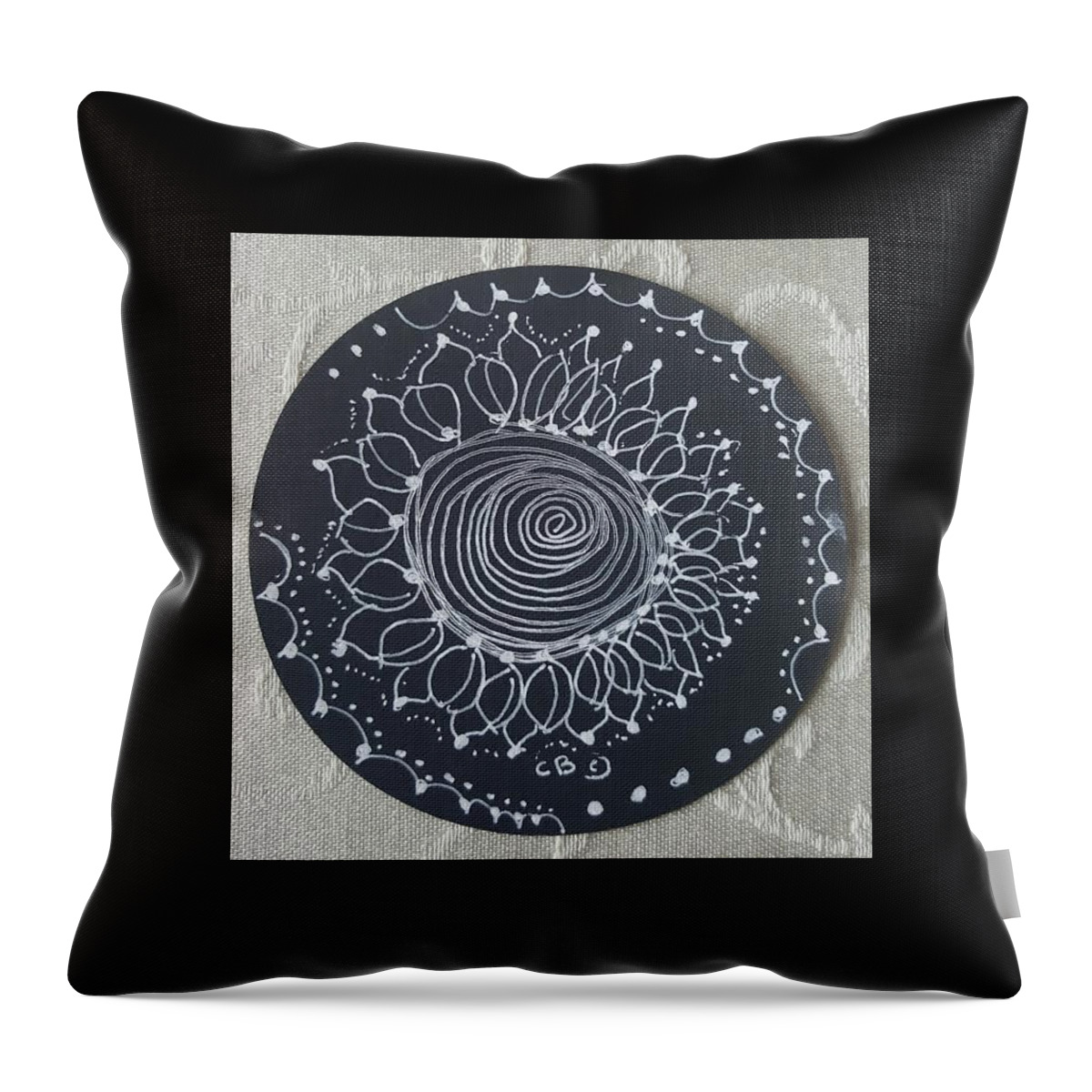 Zentangle Throw Pillow featuring the drawing Sunshine by Carole Brecht