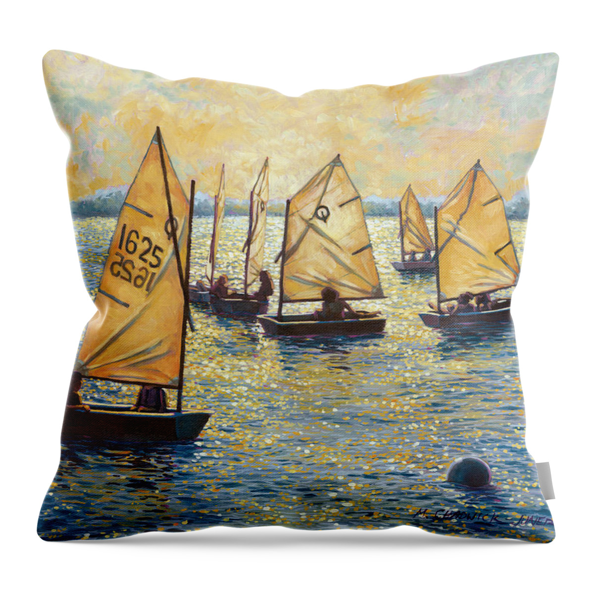 Sun Throw Pillow featuring the painting Sunwashed Sailors by Marguerite Chadwick-Juner