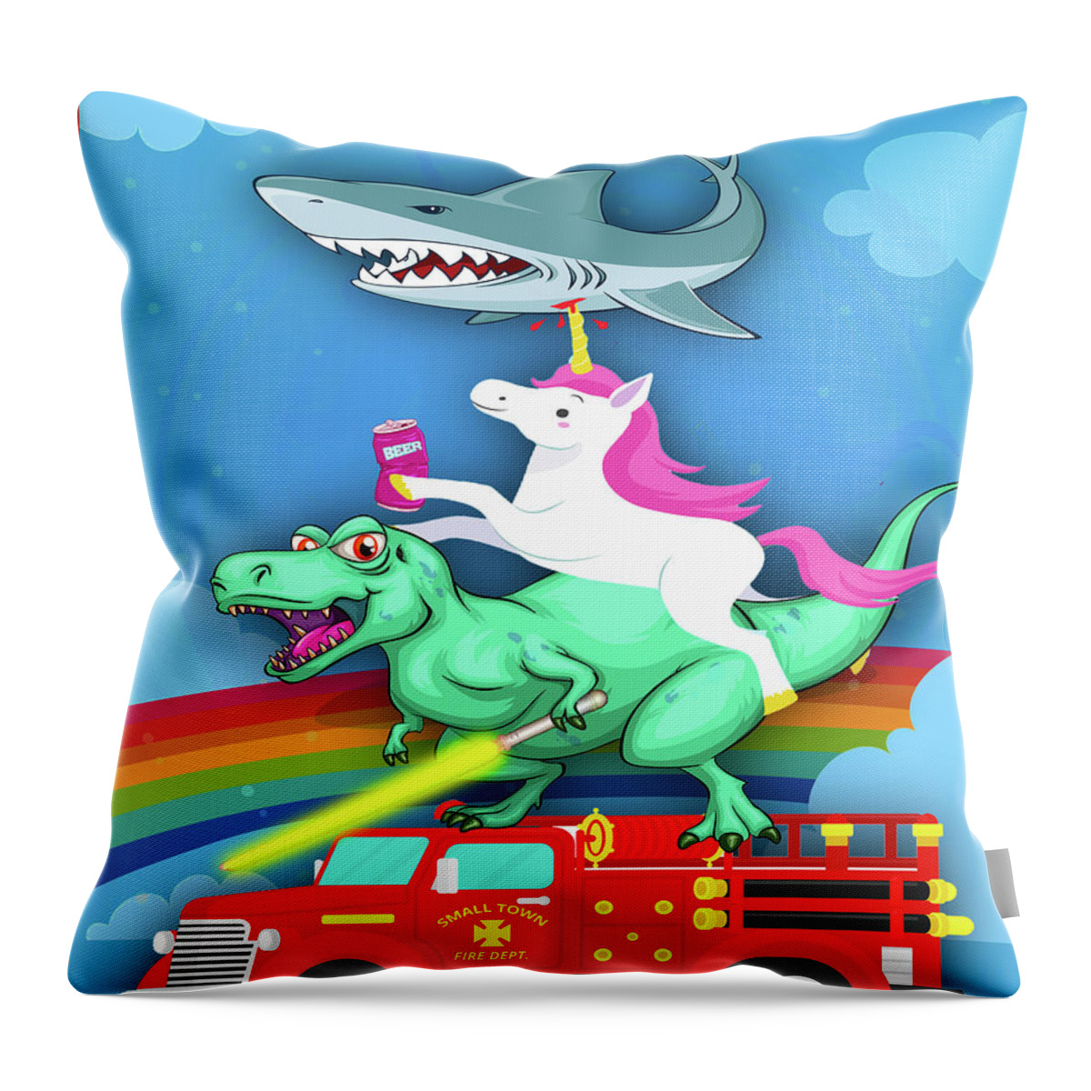 Unicorn Throw Pillow featuring the painting Super Terrific Freakin Awesome by Tony Rubino