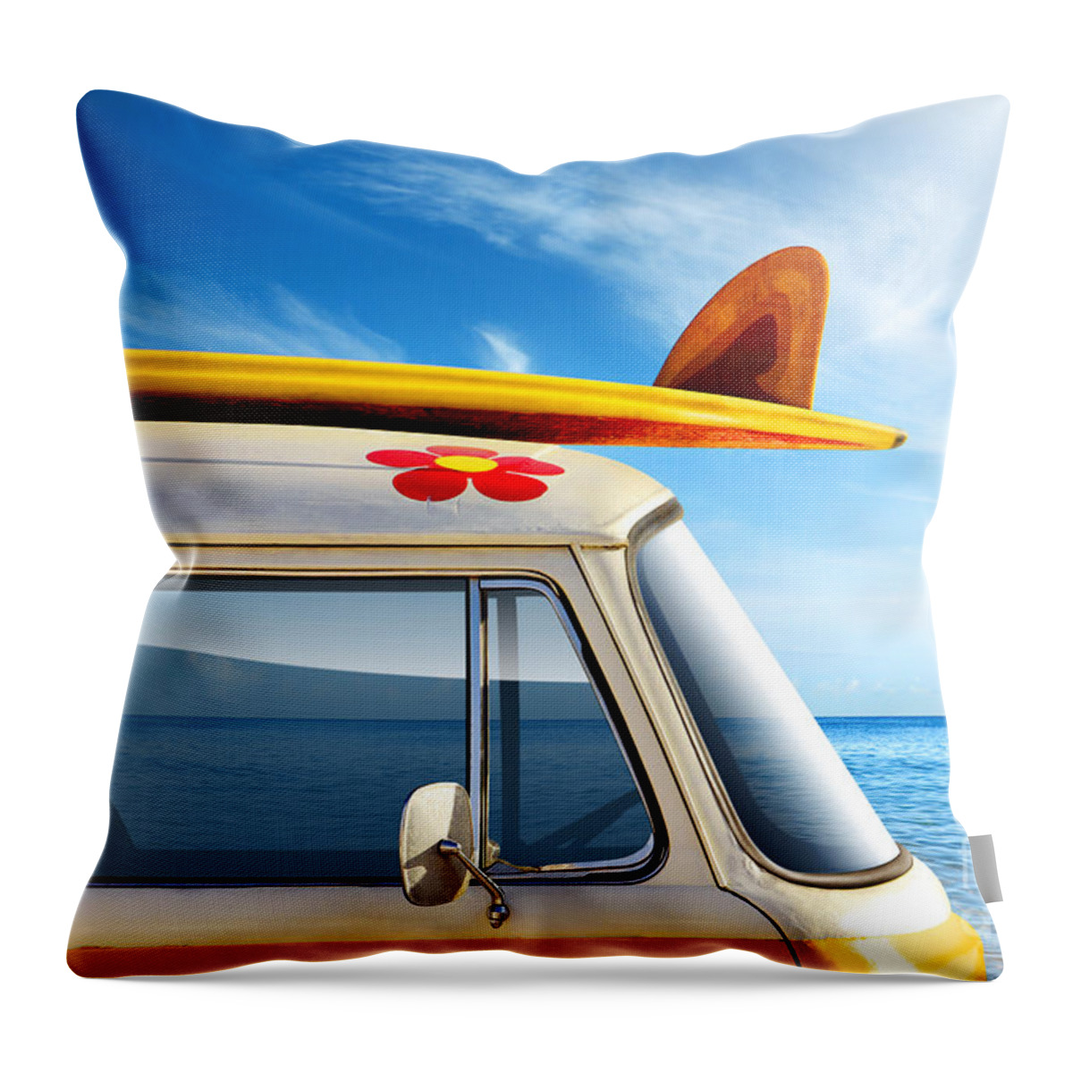 60ties Throw Pillow featuring the photograph Surf Van by Carlos Caetano