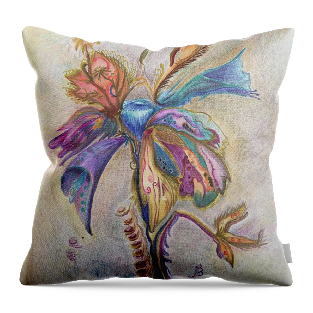 Plants Throw Pillow featuring the drawing Surrender by Suzanne Udell Levinger