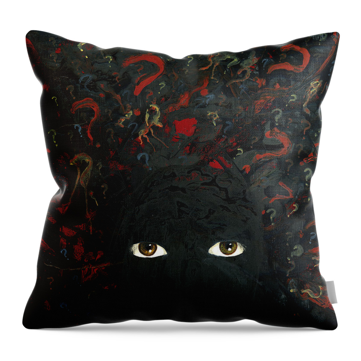 Surrounded Throw Pillow featuring the painting Surrounded By ? by Matthew Mezo