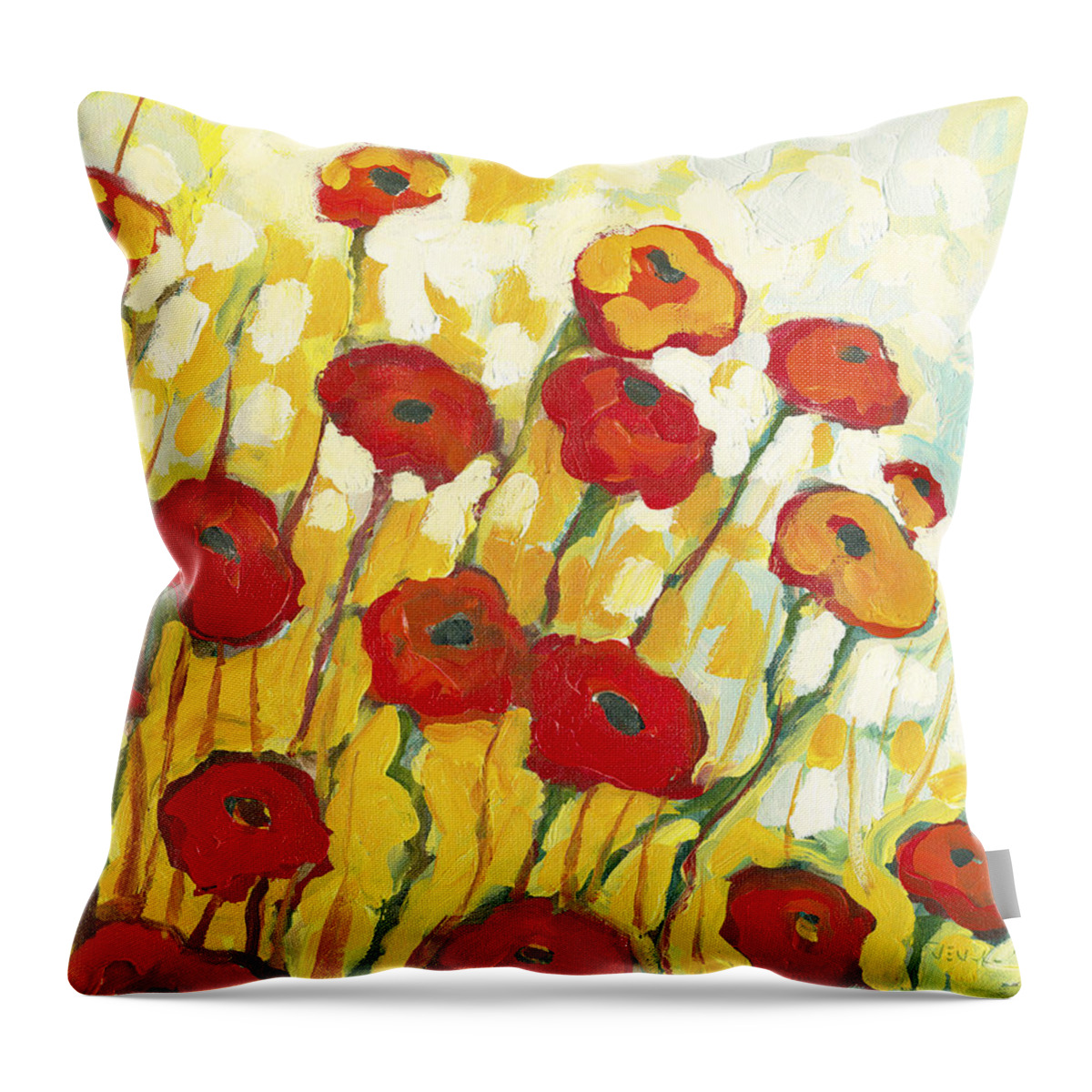 Landscape Throw Pillow featuring the painting Surrounded in Gold by Jennifer Lommers