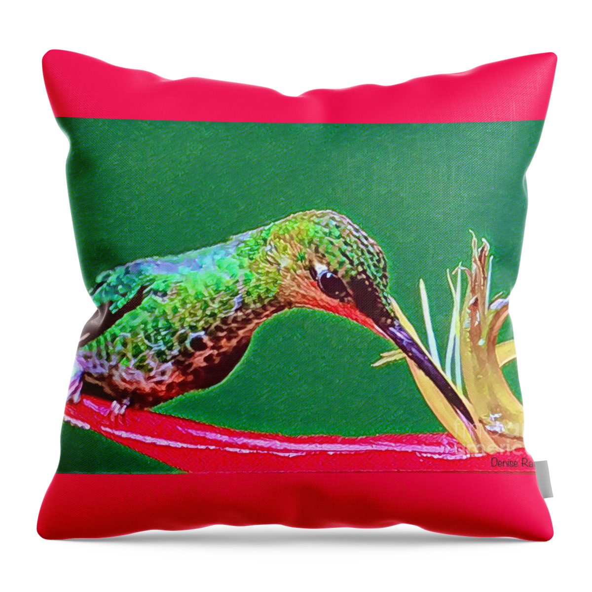 Hummingbird Throw Pillow featuring the digital art Sweet Nectar by Denise Railey