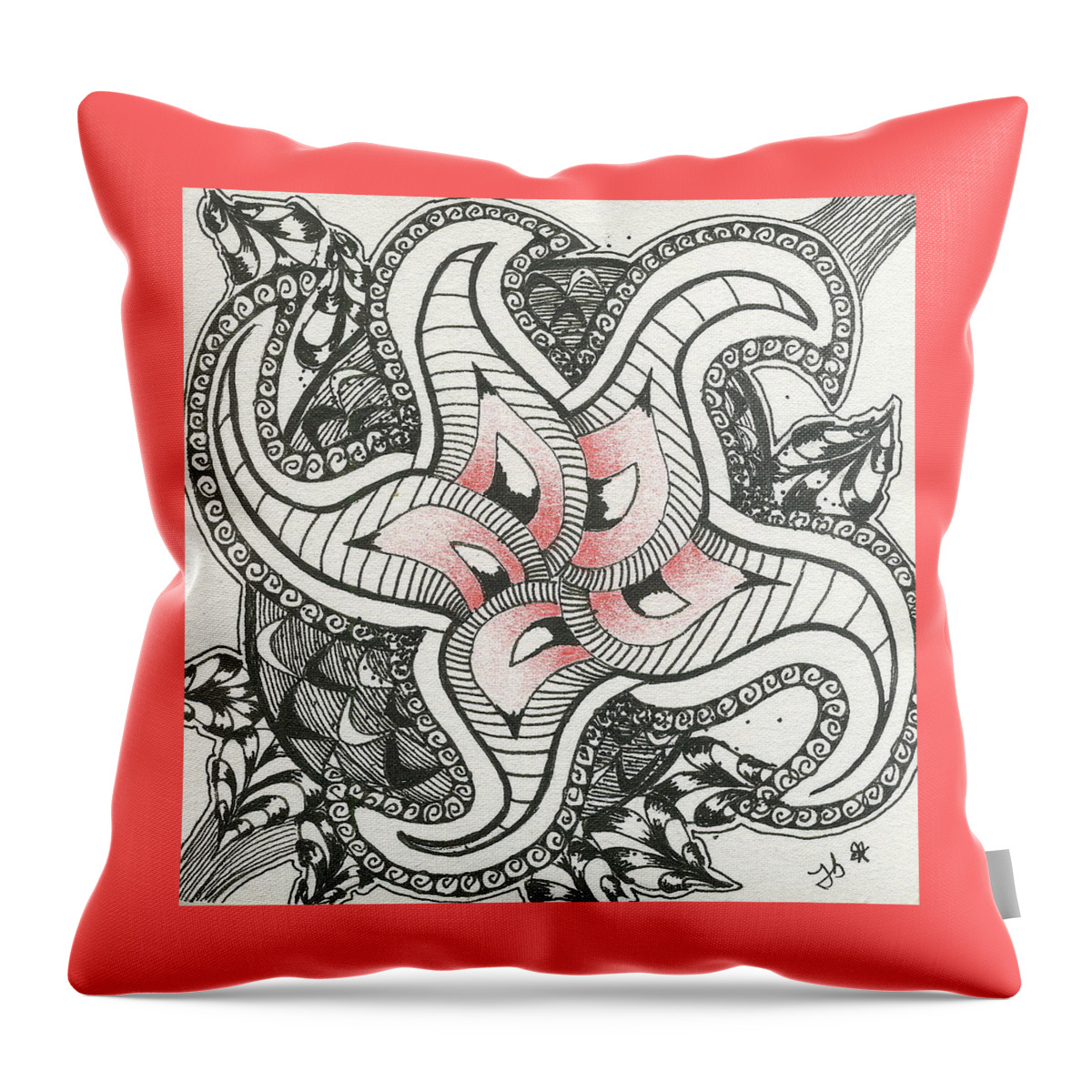 Abstract Throw Pillow featuring the drawing Sweet Spot by Jan Steinle