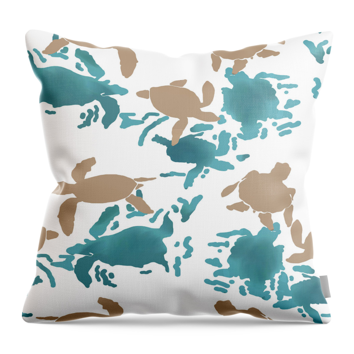 Turtle Throw Pillow featuring the digital art Swimming Turtles by April Burton