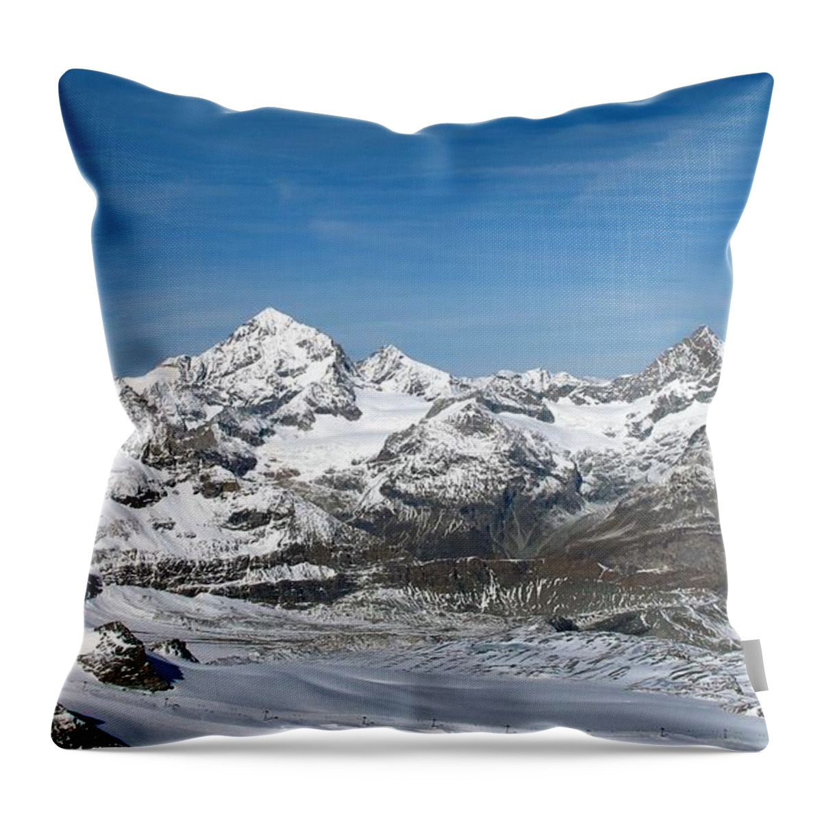 Zermatt Throw Pillow featuring the photograph Swiss Glacier View by Sue Morris