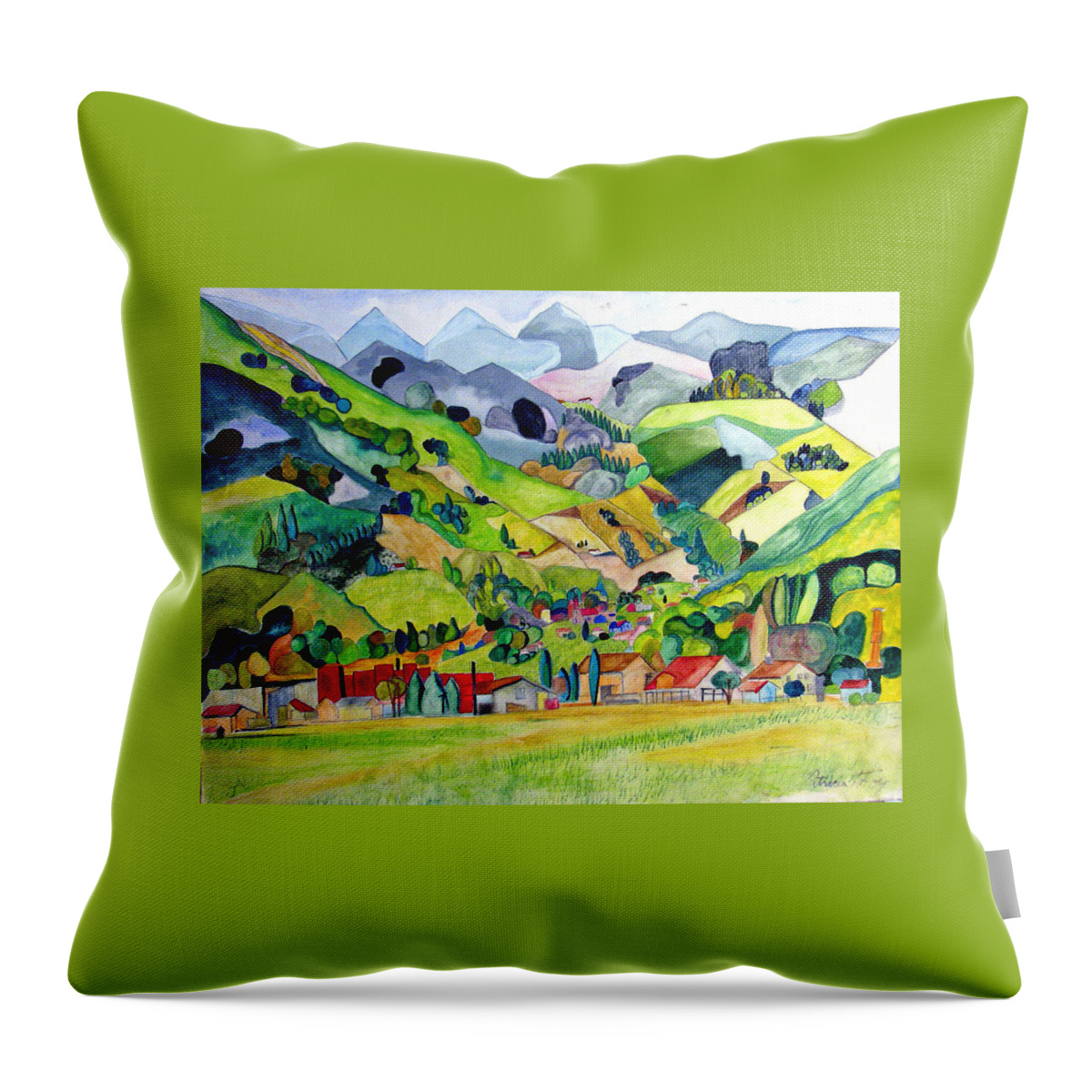Landscape Throw Pillow featuring the painting Switzerland by Patricia Arroyo