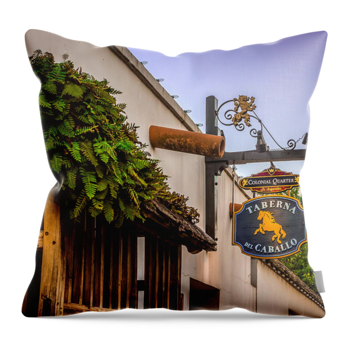 Aged Throw Pillow featuring the photograph Taberna del Caballo by Rob Sellers