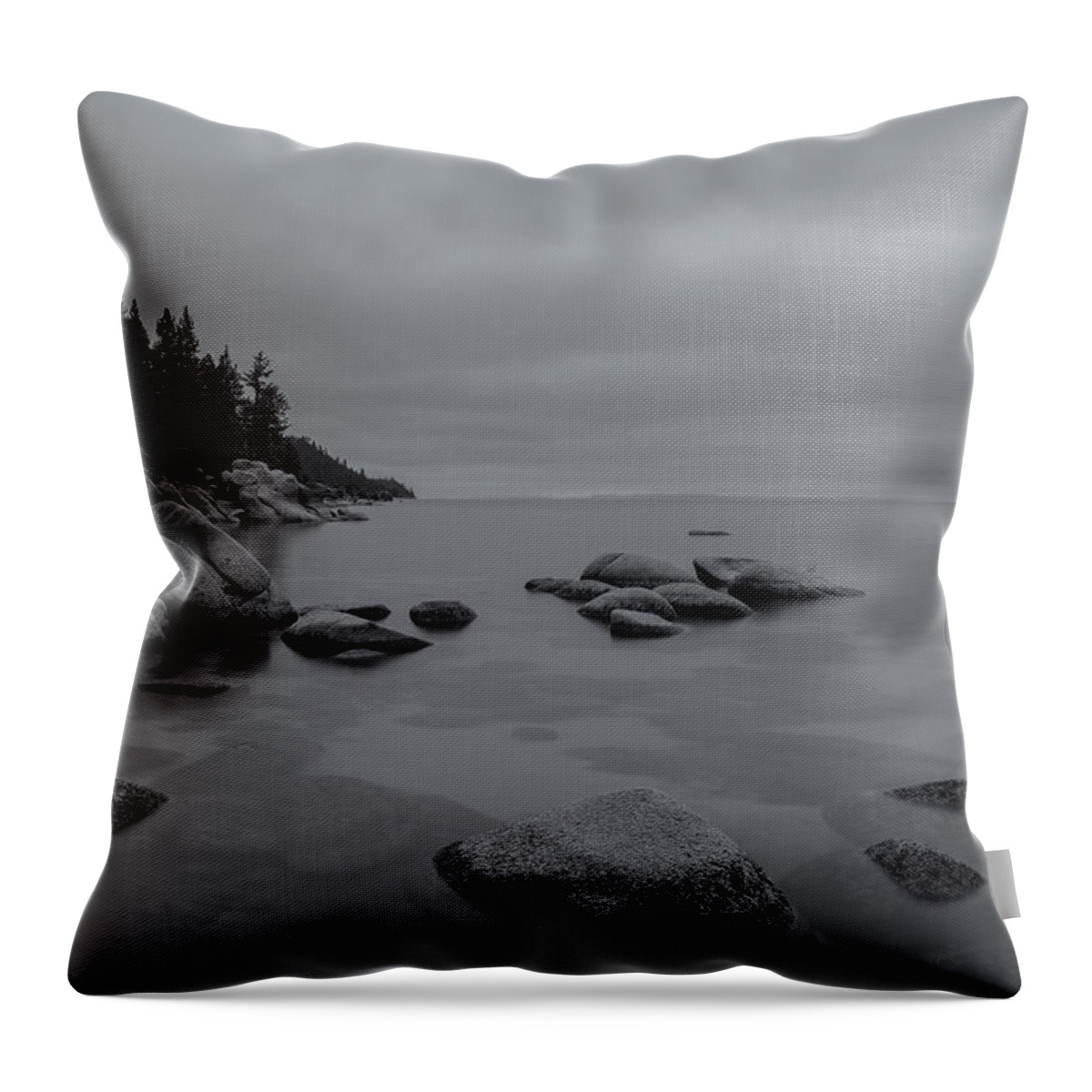 Landscape Throw Pillow featuring the photograph Tahoe in Black and White by Jonathan Nguyen