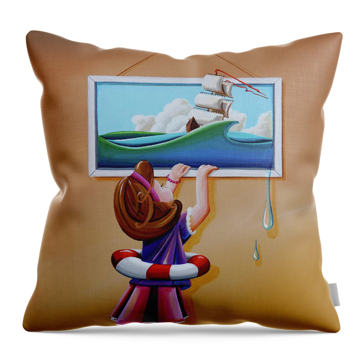 Ship Throw Pillow featuring the painting Take Me With You by Cindy Thornton