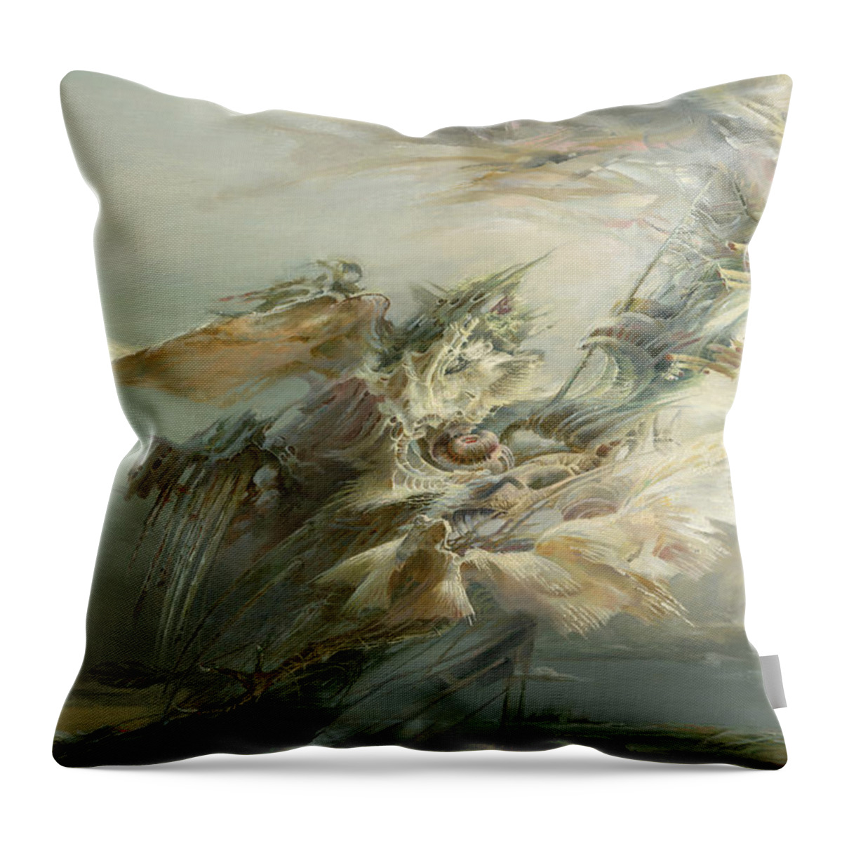 Sergey Gusarin Throw Pillow featuring the painting Takeoff by Sergey Gusarin