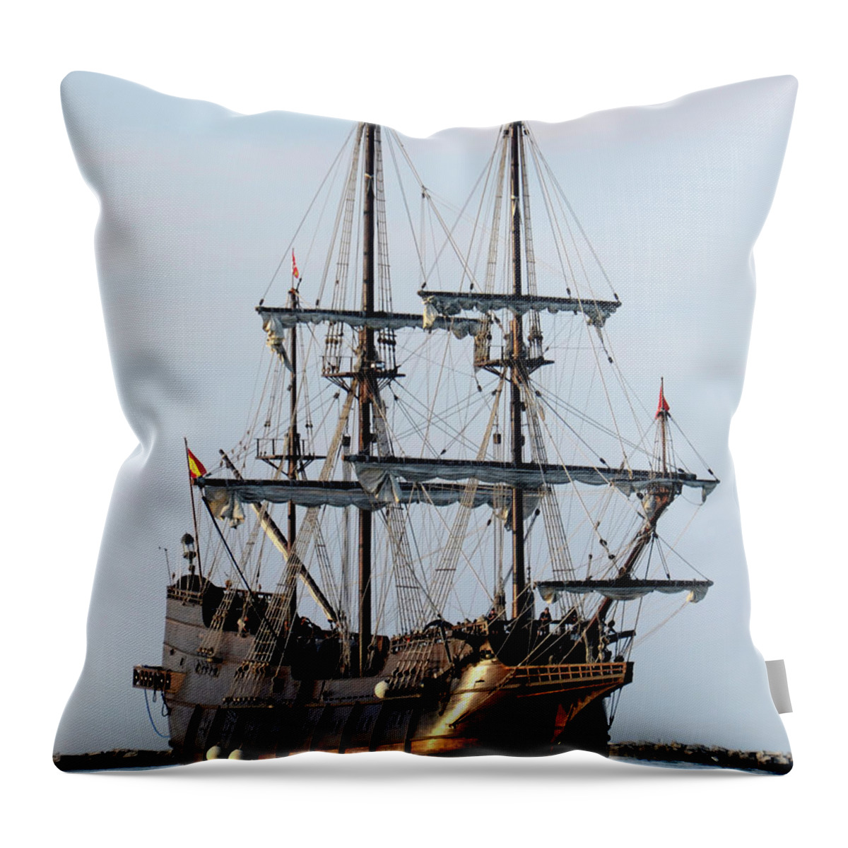 Tall Ship Challenge Throw Pillow featuring the photograph Tall Ship El Galeon Andalucia by Ann Bridges