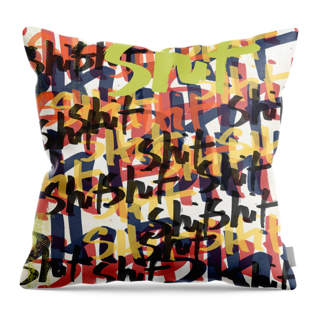 Tantrum Throw Pillow featuring the mixed media Tantrum- Art by Linda Woods by Linda Woods