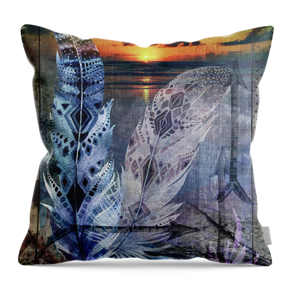 Native American Throw Pillow featuring the digital art Tapestry by Linda Carruth