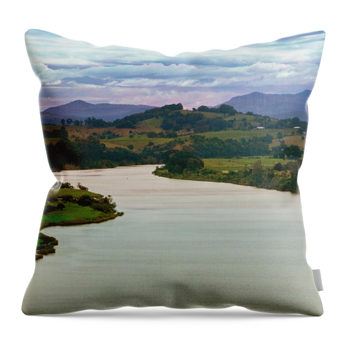 Taree Lookout Australia Throw Pillow featuring the digital art Taree lookout 0676 by Kevin Chippindall
