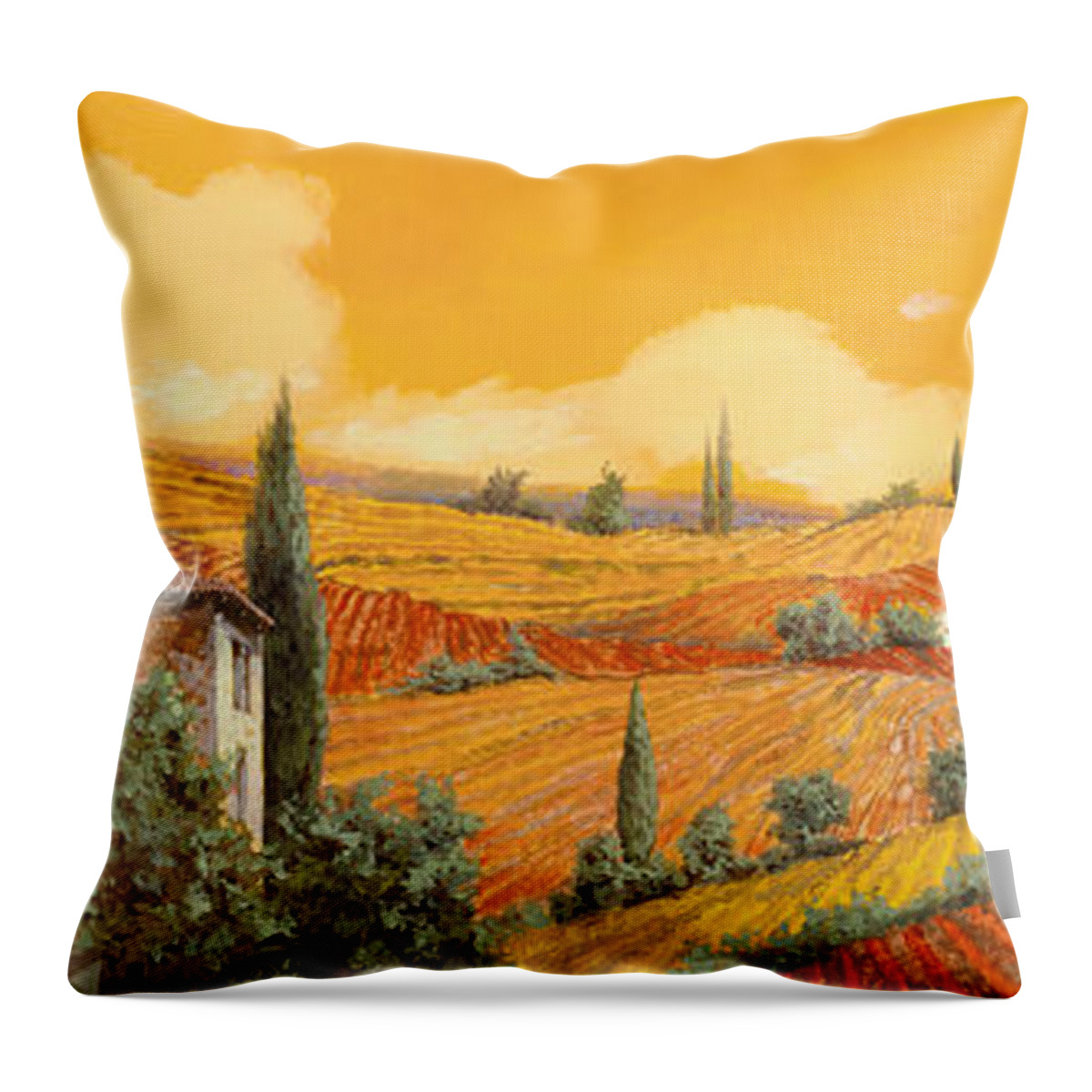 Tuscany Throw Pillow featuring the painting la terra di Siena by Guido Borelli