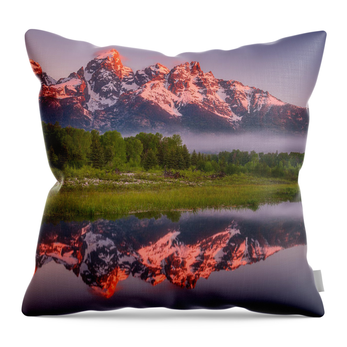 Sunrise Throw Pillow featuring the photograph Teton Awakening by Darren White