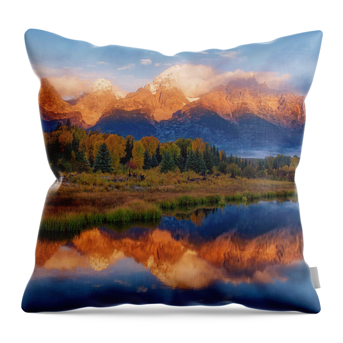 Grand Teton National Park Throw Pillow featuring the photograph Teton Morning by Darren White