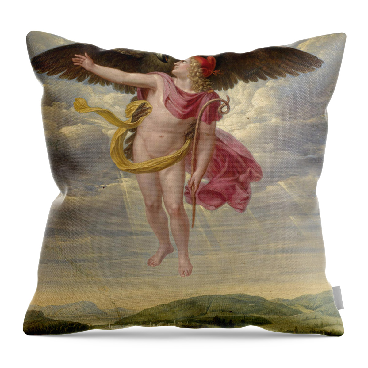 Sigmund Ferdinand Von Perger Throw Pillow featuring the painting The Abduction of Ganymede by Sigmund Ferdinand von Perger