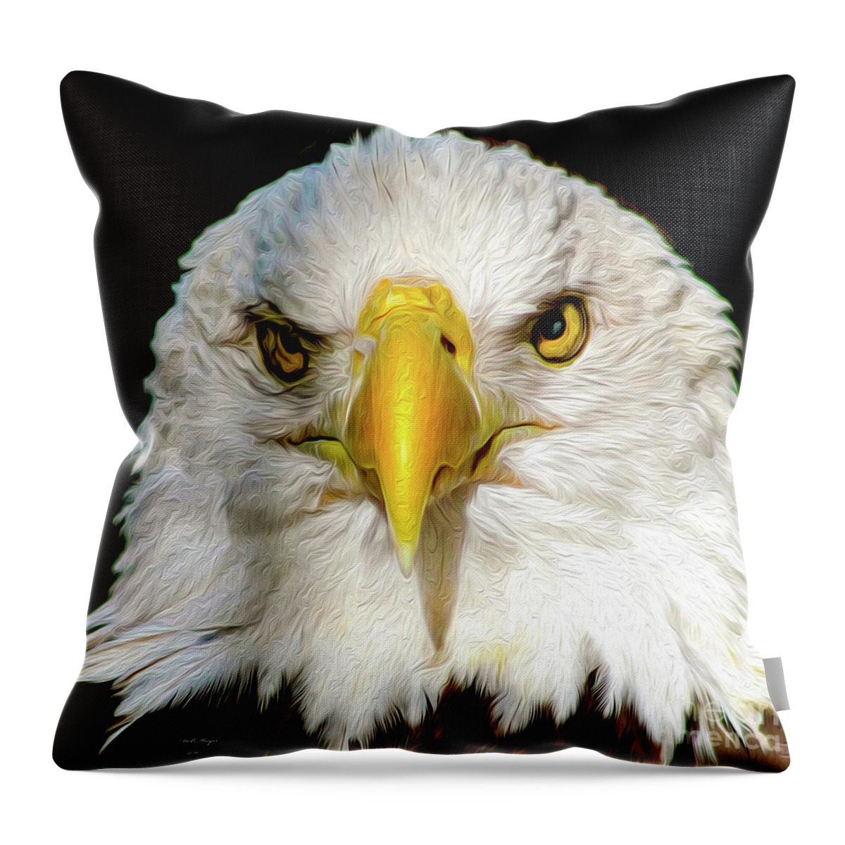 Eagle Throw Pillow featuring the digital art The American Bald Eagle - USA Pride by DB Hayes