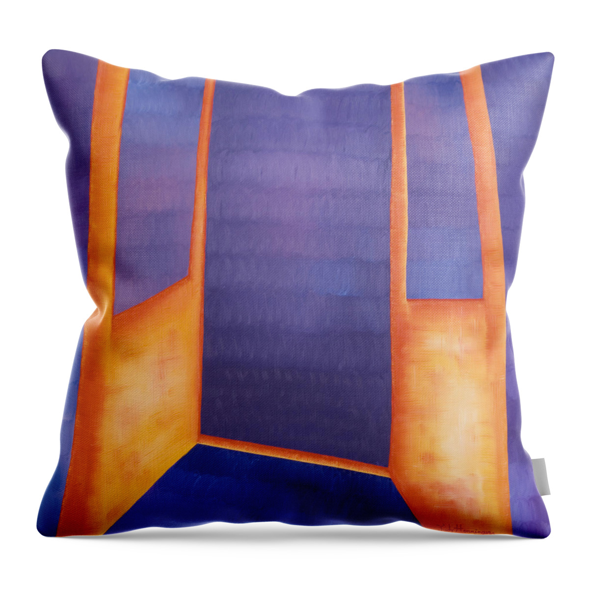 Death Throw Pillow featuring the painting The Arrival by Judy Henninger