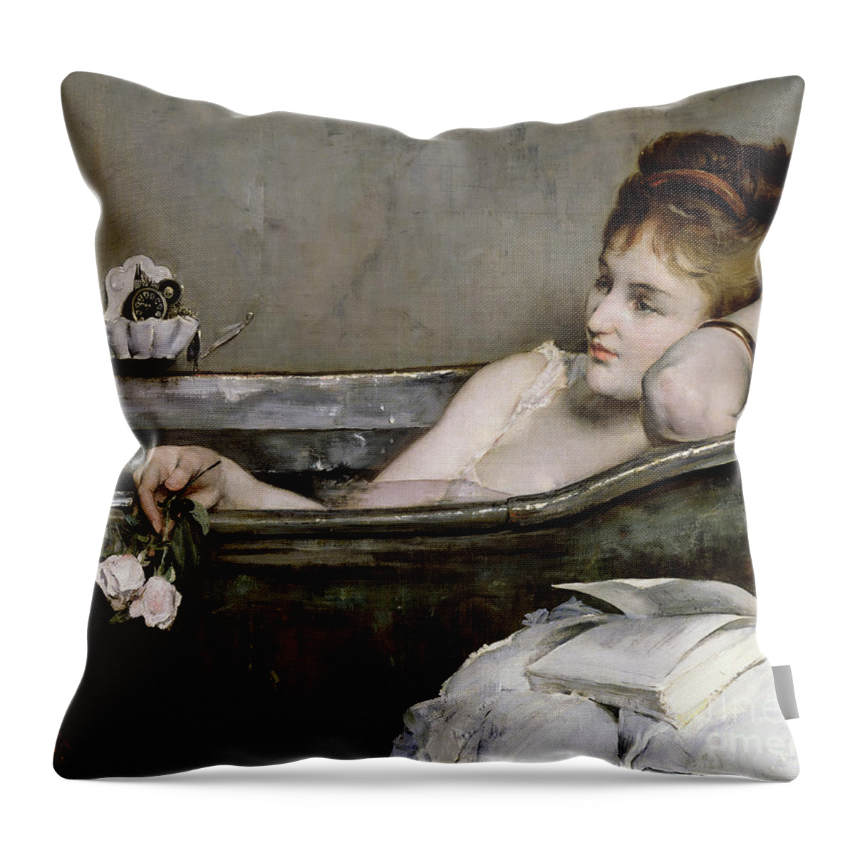 Alfred George Stevens Throw Pillow featuring the painting The Bath by Alfred George Stevens
