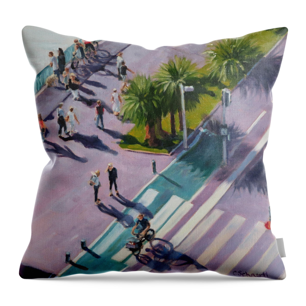 Riviera Throw Pillow featuring the painting The Bird's View by Connie Schaertl