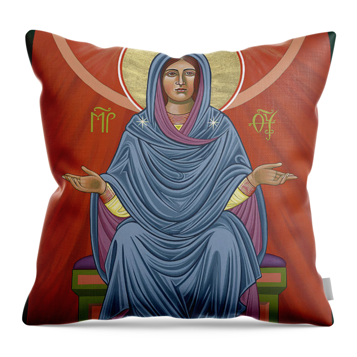 The Blessed Virgin Mary Throw Pillow featuring the painting The Blessed Virgin Mary, Mother of the Church by William Hart McNichols
