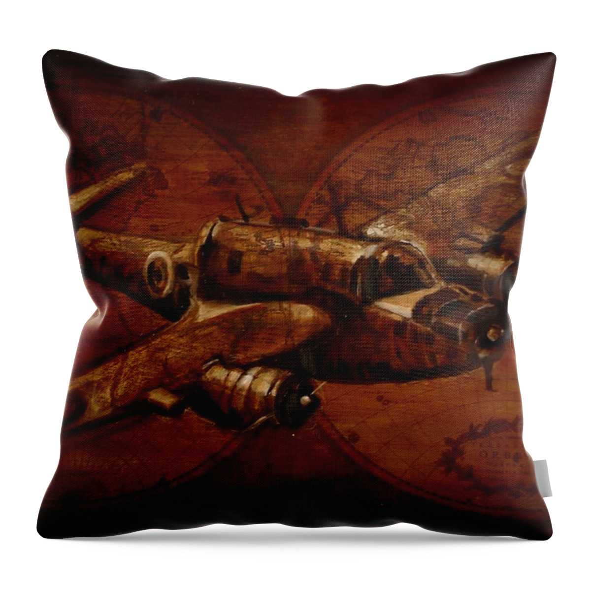 Plane Throw Pillow featuring the painting The Bristol Beaufort I by Jean Cormier