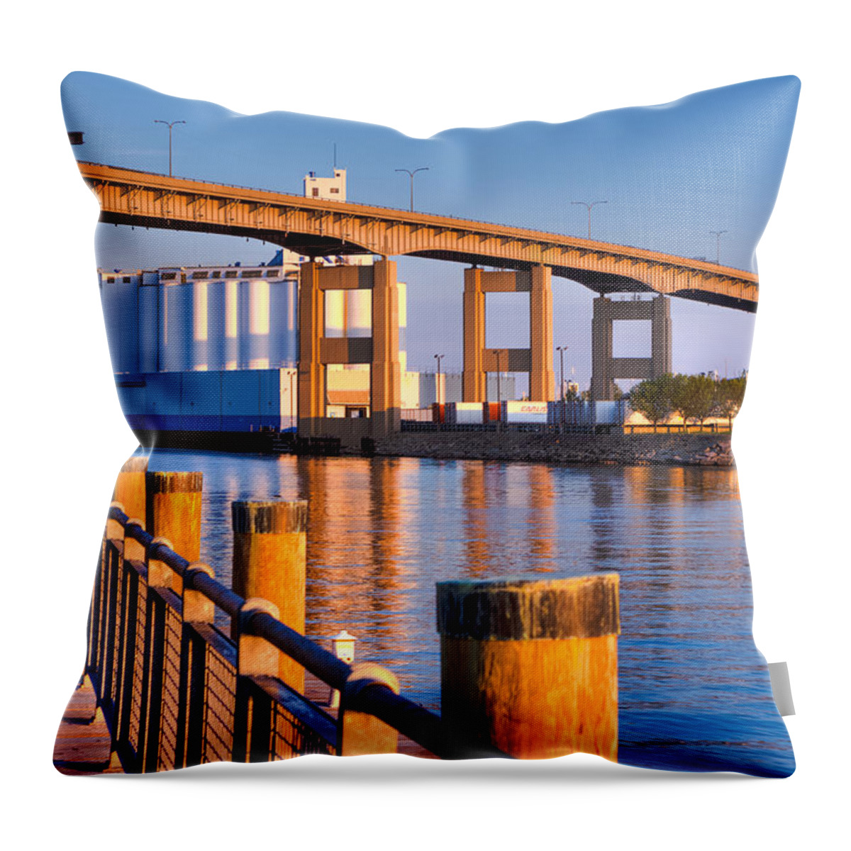 Skyway Throw Pillow featuring the photograph The Buffalo Skyway by Don Nieman