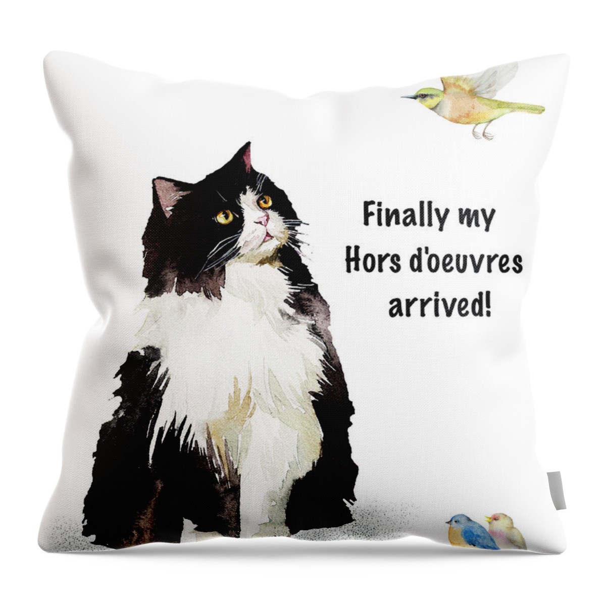 Cats Throw Pillow featuring the painting The Cat's Hors d'oeuvres by Colleen Taylor