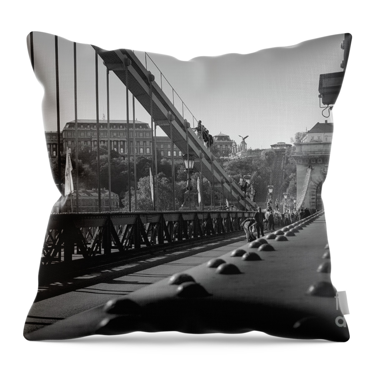 Chain Throw Pillow featuring the photograph The Chain Bridge, Danube Budapest by Perry Rodriguez