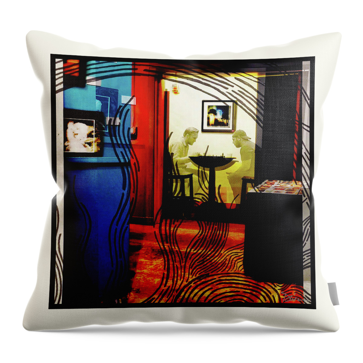 Chess Throw Pillow featuring the photograph The Chess Players by Peggy Dietz