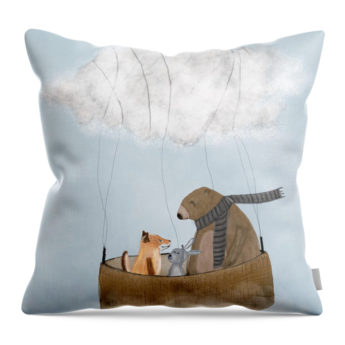 Animals Throw Pillow featuring the painting The Cloud Balloon by Bri Buckley