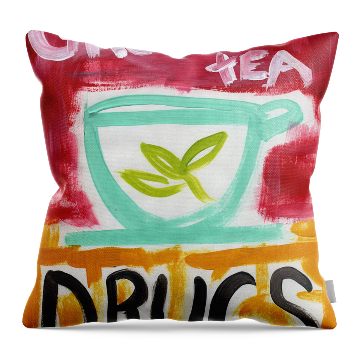 Green Tea Throw Pillow featuring the painting The Common Cure- Abstract Expressionist Art by Linda Woods