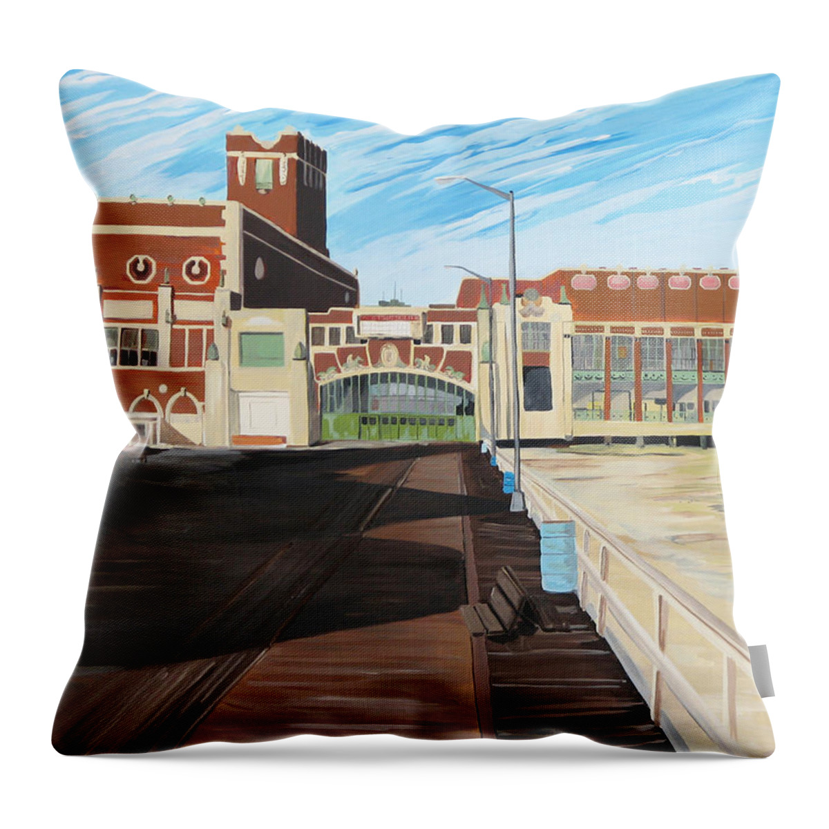 Asbury Art Throw Pillow featuring the painting The Convention Hall Asbury Park by Patricia Arroyo