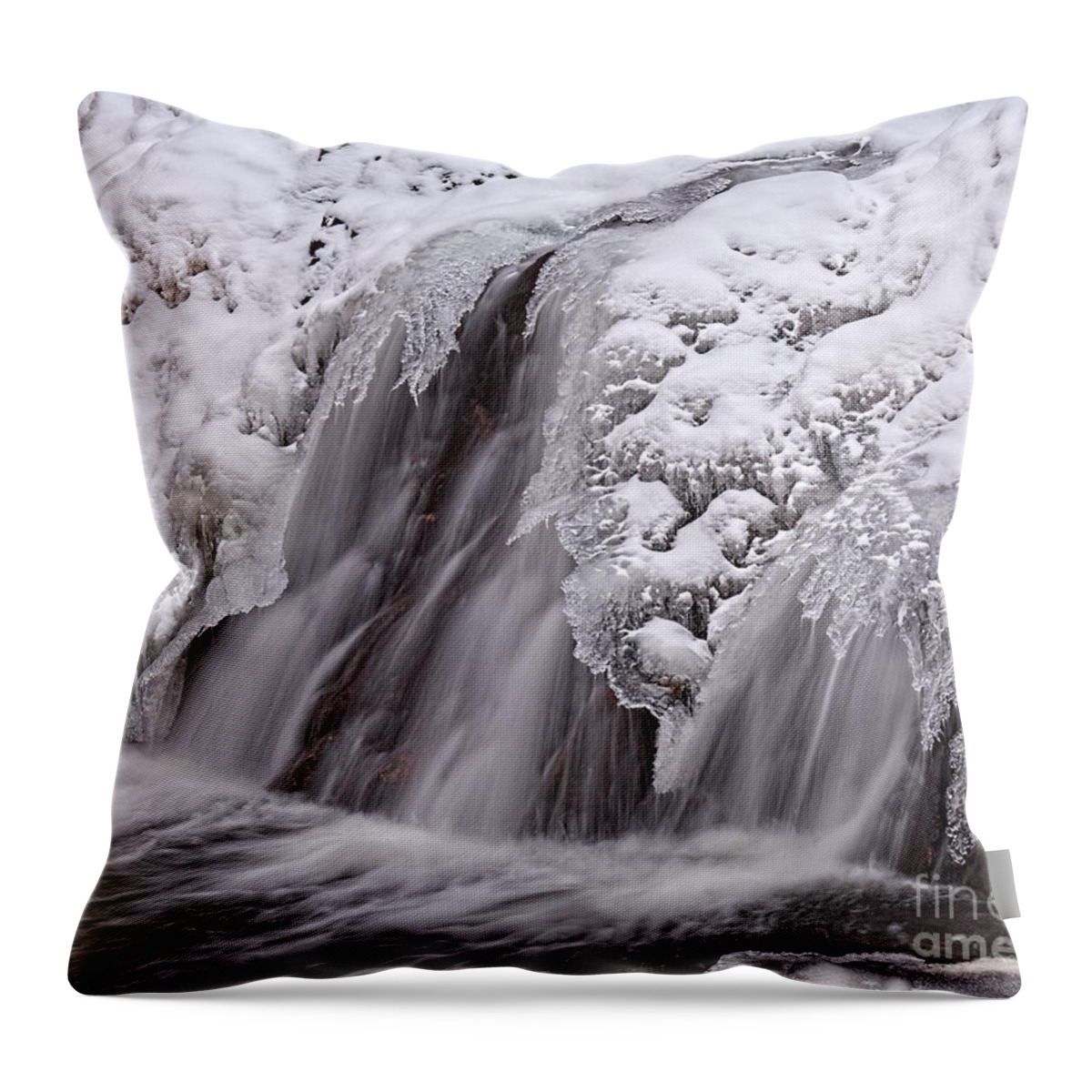 Frozen Waterfall Throw Pillow featuring the photograph The Crystal Falls by Jim Garrison