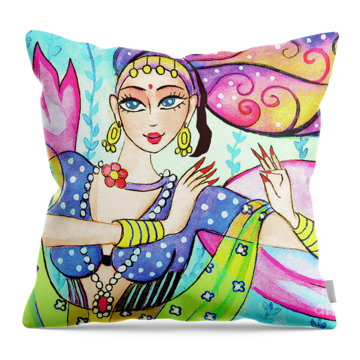 Fairy Dancer Throw Pillow featuring the painting The Dance of Pari by Eva Campbell
