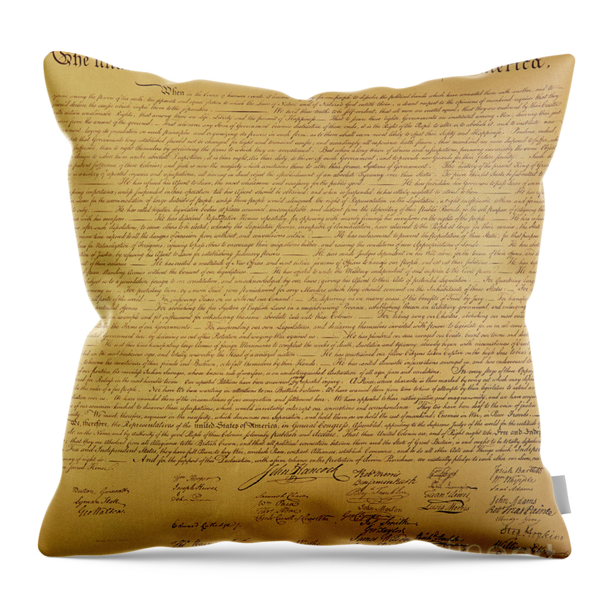 #faatoppicks Throw Pillow featuring the painting The Declaration of Independence by Founding Fathers