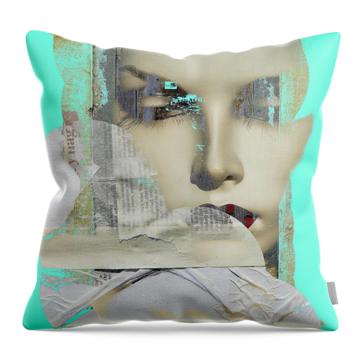 Face Throw Pillow featuring the photograph The face and the old door by Gabi Hampe