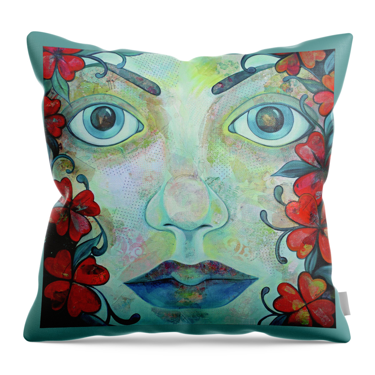 Greek Throw Pillow featuring the painting The Face of Persephone I by Shadia Derbyshire