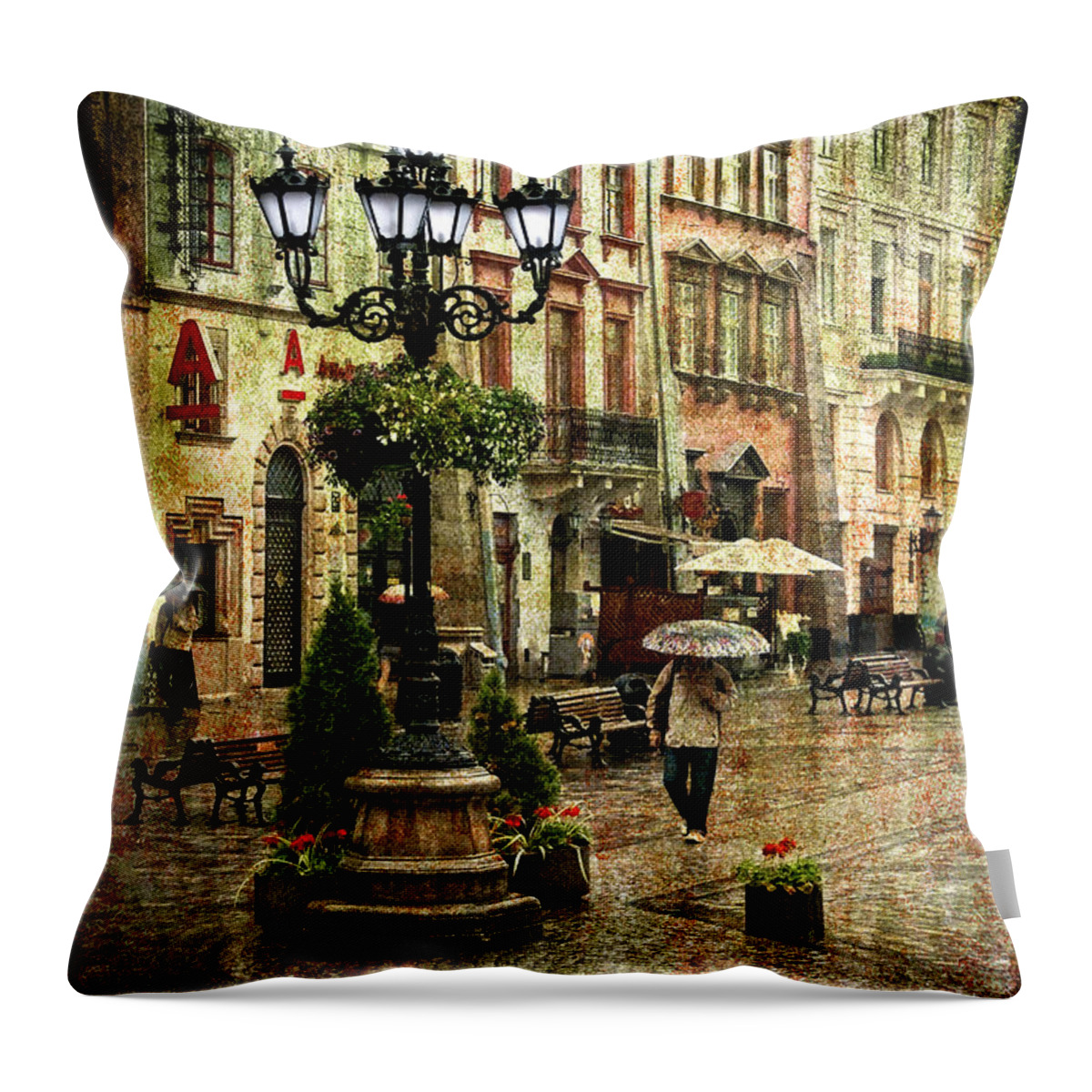 City Throw Pillow featuring the photograph The Fall of Spring by Evelina Kremsdorf