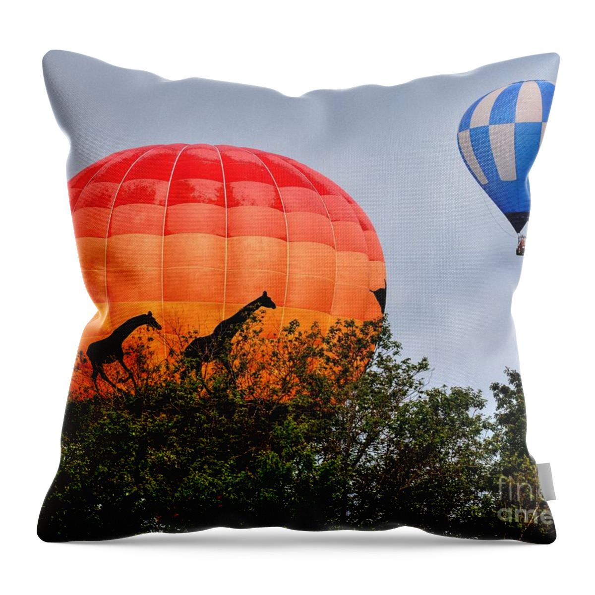Giraffes Throw Pillow featuring the photograph The Giraffes Are Coming by Steve Brown