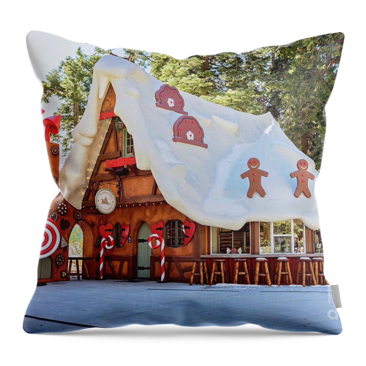 Gingerbread Throw Pillow featuring the photograph The Gingerbread House by Eddie Yerkish