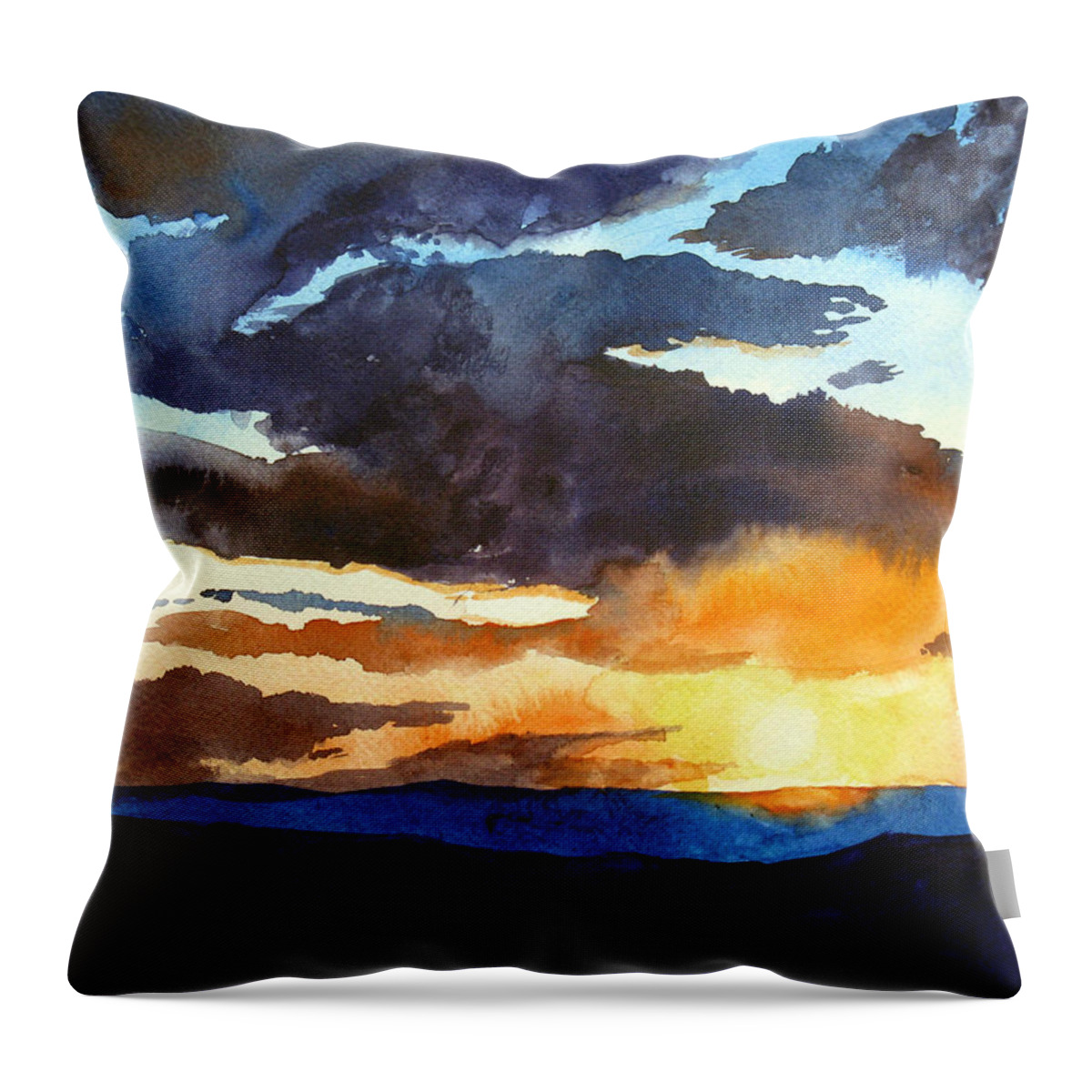 Sunset Throw Pillow featuring the painting The Glory of the Sunset by Christopher Shellhammer