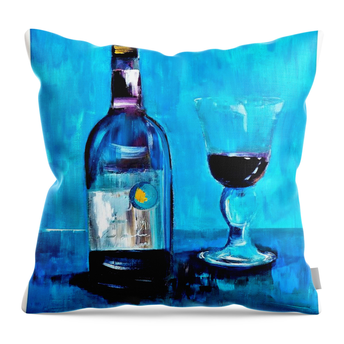 Gold Throw Pillow featuring the digital art The Gold Star Wine Painting by Lisa Kaiser