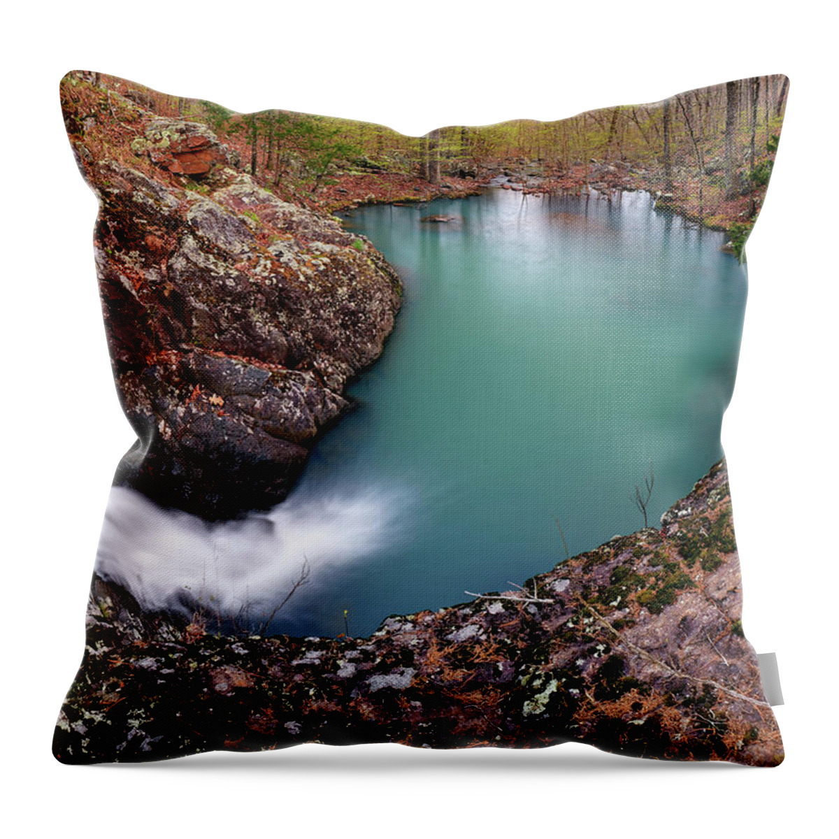 Cascade Throw Pillow featuring the photograph The green pool by Robert Charity
