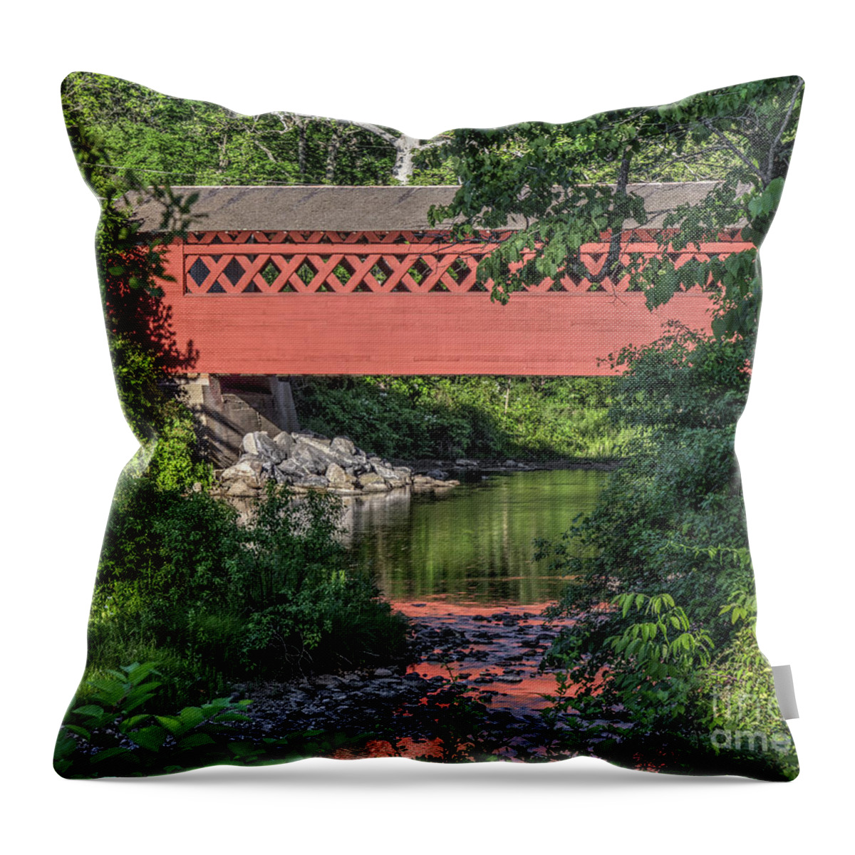 Vermont Throw Pillow featuring the photograph The Henry Bridge by Rod Best