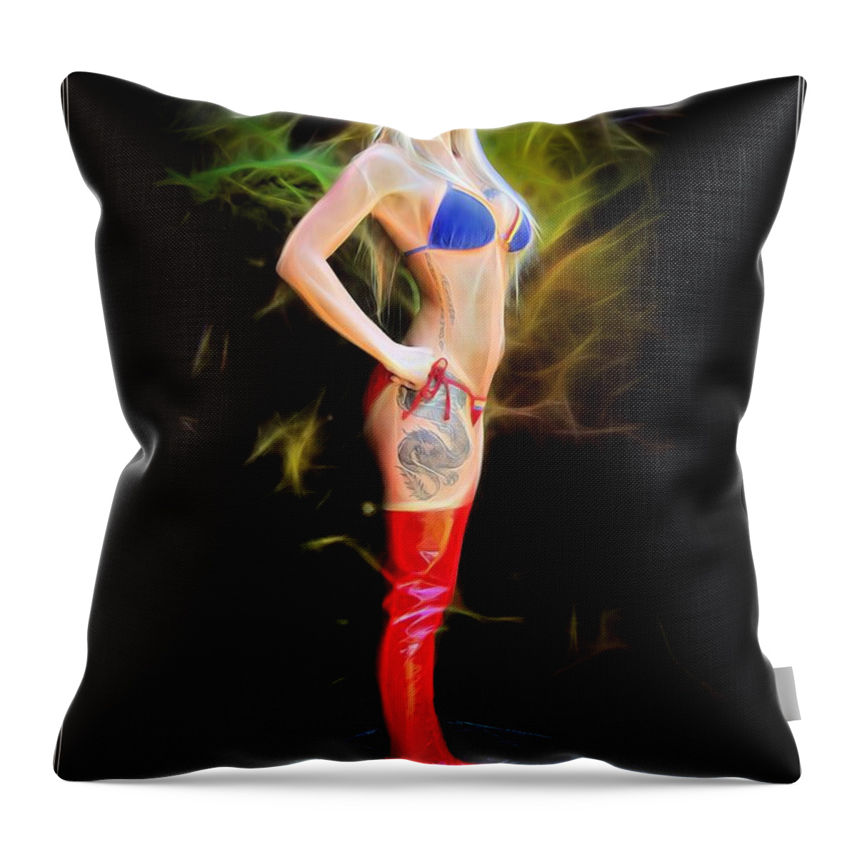 Fantasy Throw Pillow featuring the painting The Heroine Stands Alone by Jon Volden